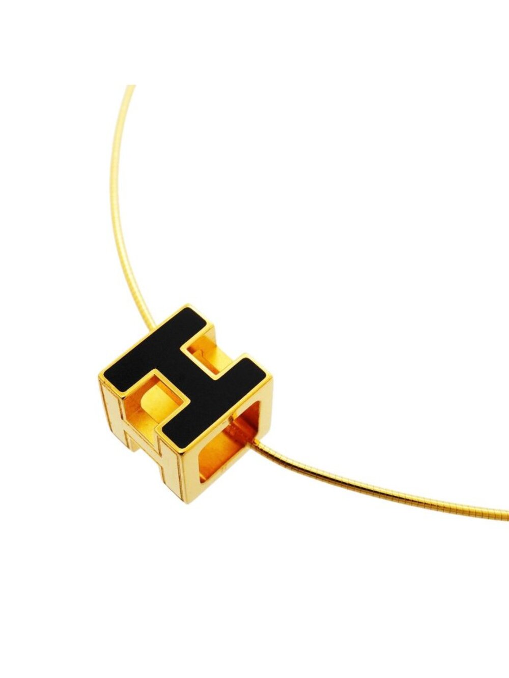 Hermes Necklace Cage D'h Gold Plated Black